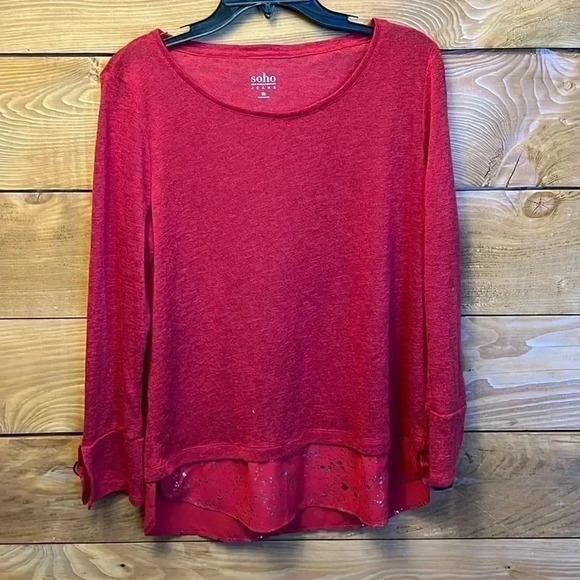 WOMENS SOHO SIZE Large‎ RED BLOUSE. - Picture 1 of 7